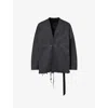Rick Owens Drkshdw Mens Black Wax Lido Larry Raw-hem Coated-denim Shirt In Black