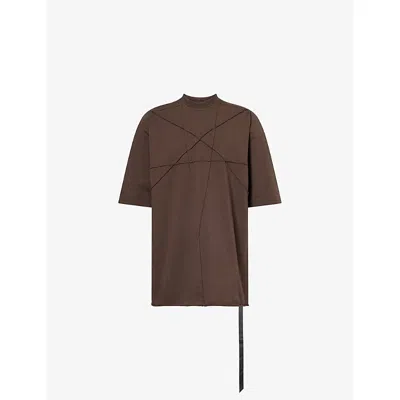 Rick Owens Drkshdw Mens Dark Dust Oversized Short-sleeve Cotton T-shirt In Brown