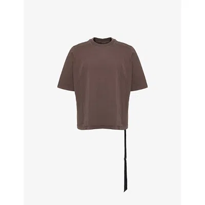 Rick Owens Drkshdw Mens Walrus Webb-strap Cotton T-shirt Dark Dust In Brown