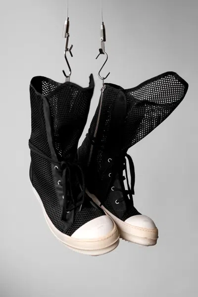 Pre-owned Rick Owens Drkshdw Mesh Ramones High-top Sneakers In Black