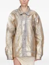 Rick Owens Drkshdw Metallic Cracked-effect Jacket In Gold