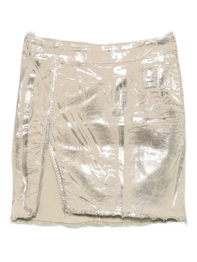 Rick Owens Drkshdw Metallic Frayed-edge Mini Skirt In Gray