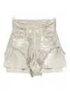 Rick Owens Drkshdw Metallic Frayed Shorts In Silver