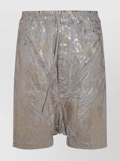 RICK OWENS DRKSHDW METALLIC TEXTURED ELASTIC WAISTBAND SHORTS