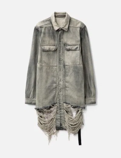Rick Owens Drkshdw Mineral Denim Outershirt In Grey