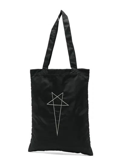 Rick Owens Drkshdw Mini Cotton Tote Bag With Top Handles And Logo Detail In Black