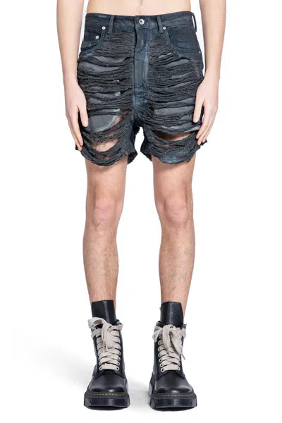 Rick Owens Drkshdw Gray Geth Cutoffs Denim Shorts In Black