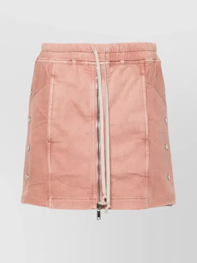 Rick Owens Drkshdw Mini Skirt With Elastic Waistband And Side Button In Blue