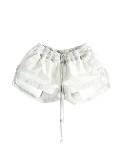 Rick Owens Drkshdw Mist Colored Drawstring Shorts In White