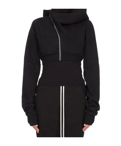 Rick Owens Drkshdw Mountain Crop Zip-front Hoodie In Black