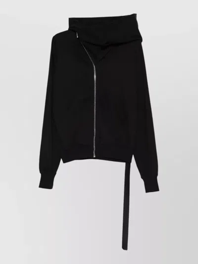 Rick Owens Drkshdw Mountain Hood Jacket Front Pockets Ribbed Cuffs Hem In Black