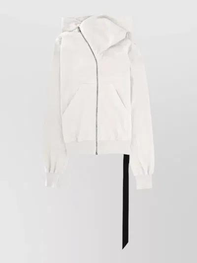 Rick Owens Drkshdw Mountain Hooded Sweatshirt Drawstring Kangaroo Pocket In White