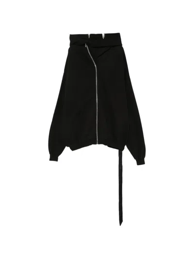 Rick Owens Drkshdw Mountain Hun Asymmetric Zip-up Hoodie In Black