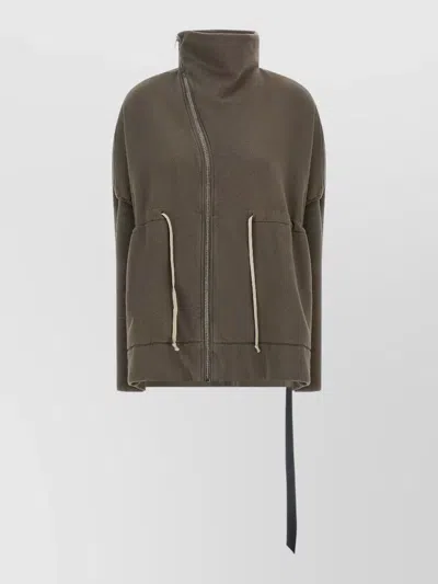 Rick Owens Drkshdw Mountain Sail Jacket High Collar Drawstring In Gray