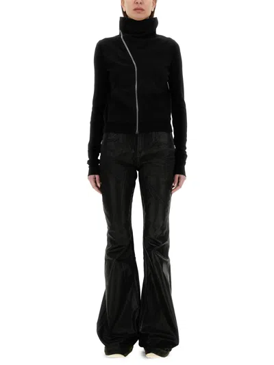 Rick Owens Drkshdw Mountain Jersey Zip-up Cotton Sweatshirt In Black