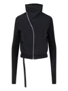 Rick Owens Drkshdw High Collar Long Sleeve Knitwear Top In Black