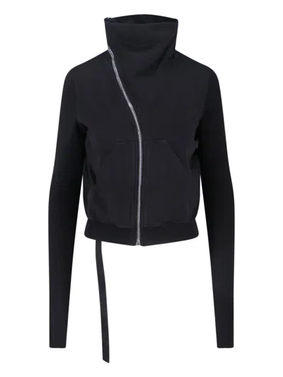 Rick Owens Drkshdw High Collar Long Sleeve Knitwear Top In Black