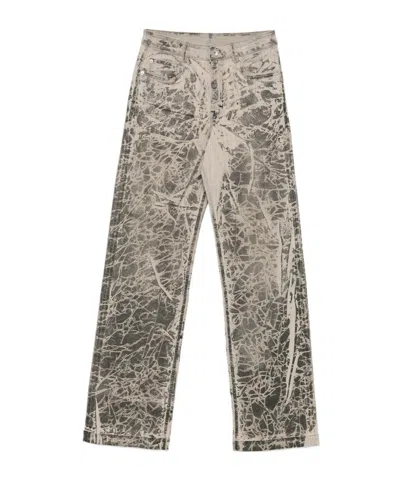 RICK OWENS DRKSHDW CRACKLE-PRINT JEANS