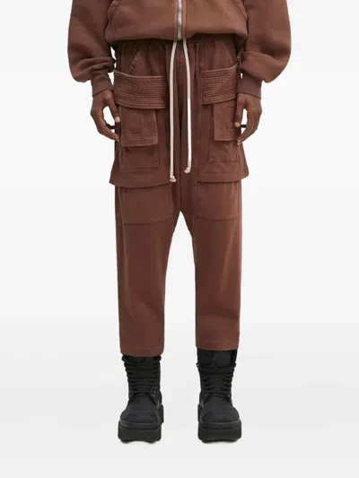 Rick Owens Drkshdw Mutiple-pockets Drawstring Drop-crotch Trousers In Brown