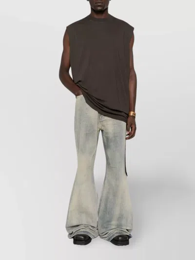 Rick Owens Drkshdw Neck Crew Sleeveless T-shirt In Brown