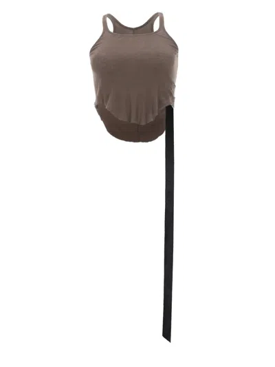 Rick Owens Drkshdw Neutrals Fitted Cropped Cotton Tank Top In Brown