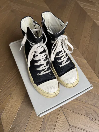 Pre-owned Rick Owens Drkshdw Nylon High Top Ramones Sneakers (aw16) In Black