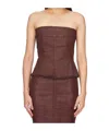 Rick Owens Drkshdw Strapless Corset Top In Brown