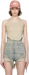 Rick Owens Drkshdw Taupe Concordians Basic Rib Tank Top In 08 Pearl