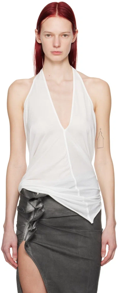 Rick Owens Drkshdw Off-white Halter T Tank Top In 11 Milk