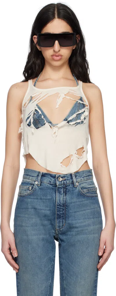 Rick Owens Drkshdw Off-white Hollywood Basic Cropped Tank Top In 21 Natural