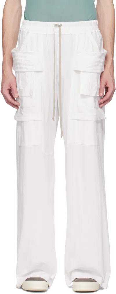 Rick Owens Drkshdw Off-white Hollywood Creatch Wide Cargo Pants In 11 Milk