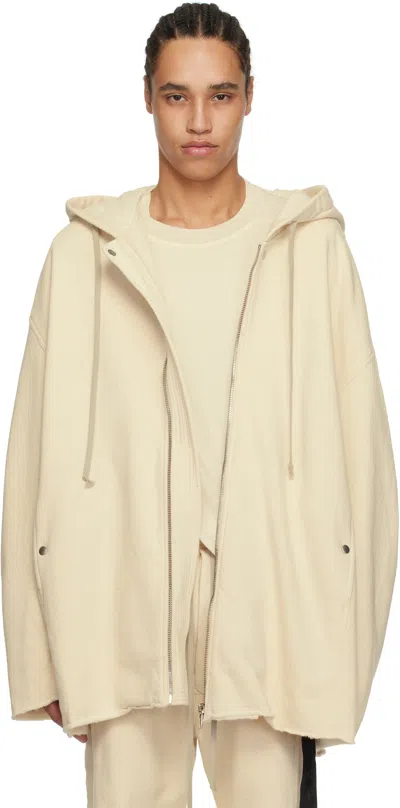 Rick Owens Drkshdw Off-white Hollywood Peter Zipped Hoodie In 21 Natural