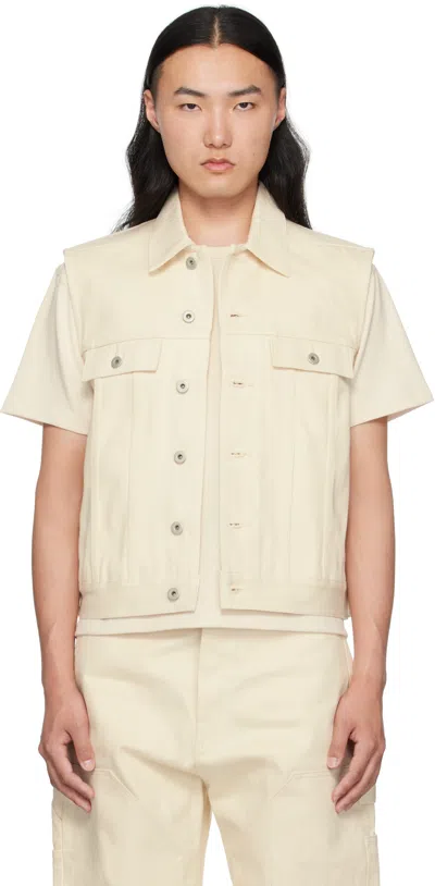 Rick Owens Drkshdw Off-white Hollywood Sl Trucker Denim Vest In Neutral