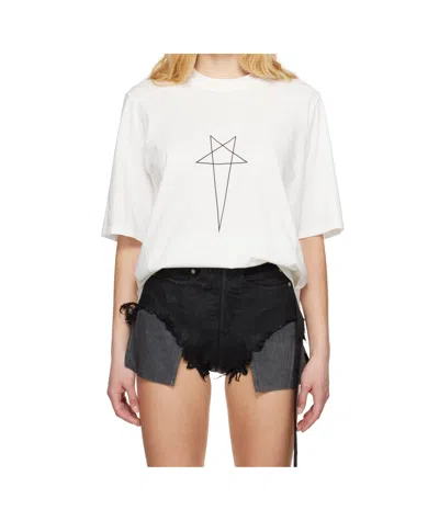 Rick Owens Drkshdw Off-white Hollywood Walrus T-shirt In 1109 Milk/black