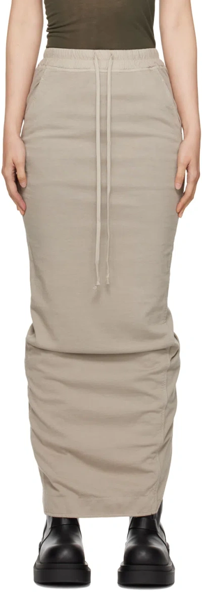 Rick Owens Drkshdw Pillar Drawstring Denim Midi Skirt In Beige