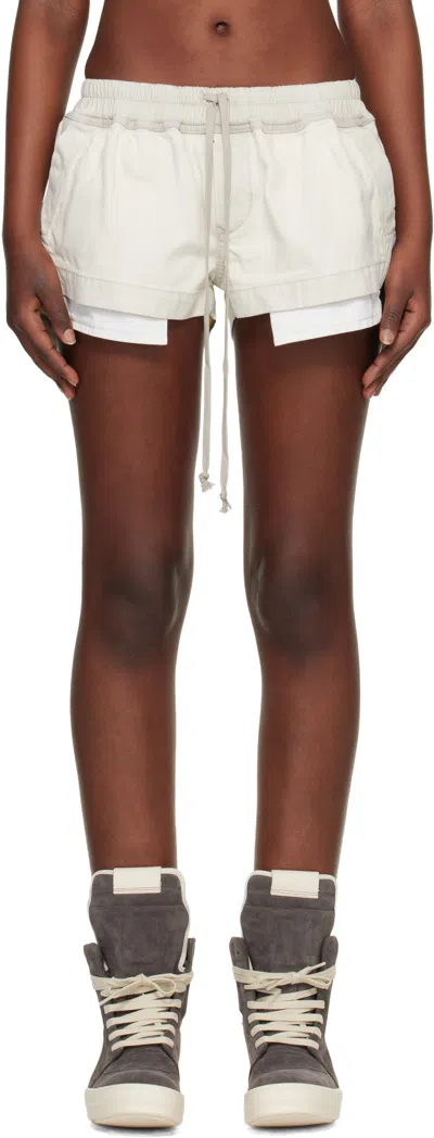 Rick Owens Drkshdw Off-white Temple Fox Boxer Denim Shorts