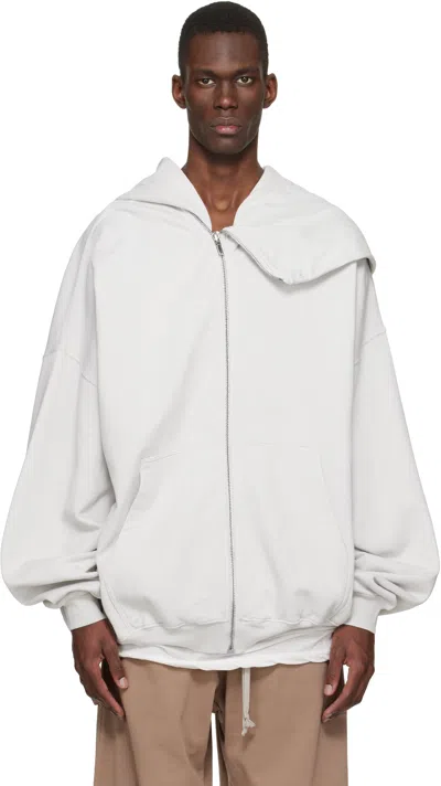 Rick Owens Drkshdw Temple Mountain Hun Zip-up Hoodie In White