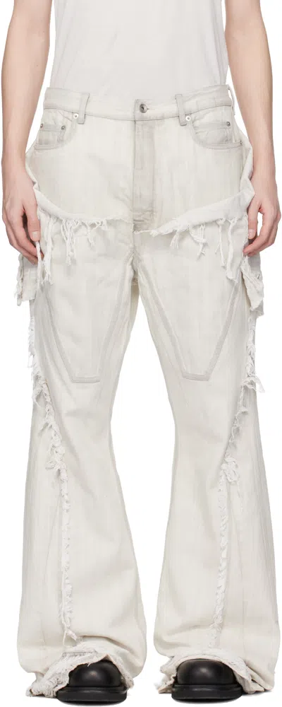 Rick Owens Drkshdw Off-white Temple Slivered Bootcut Jeans