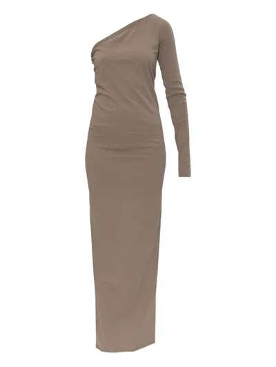 RICK OWENS DRKSHDW ONE-SHOULDER LONG-SLEEVE MAXI DRESS