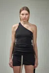 Rick Owens Drkshdw One Shoulder Tank In Black