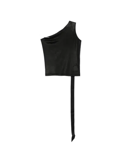 Rick Owens Drkshdw One Shoulder Cropped Top Ziggy In Black