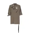 Rick Owens Drkshdw Oversized Crewneck T-shirt Distressed Cut-outs In Brown