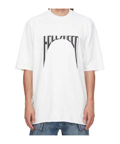 Rick Owens Drkshdw Open-necked Black Shirt In Milk Black Print