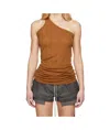 Rick Owens Drkshdw Orange Hollywood One Shoulder Tank Top In Brown