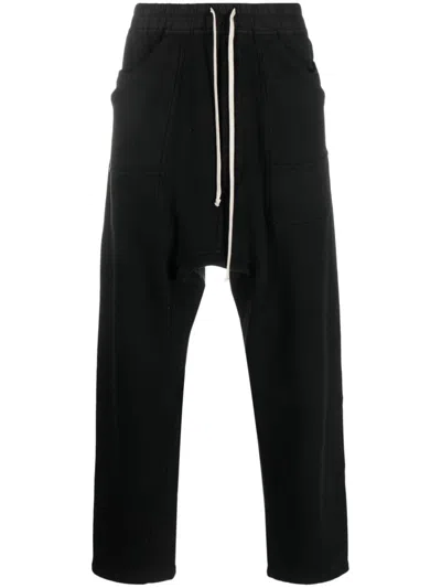Rick Owens Drkshdw Organic-cotton Drawstring-waist Trousers In Black