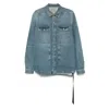 Rick Owens Drkshdw Mens Two-buttoned-pockets Curved-hem Denim Shirt Washed Indigo In Blue