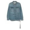 Rick Owens Drkshdw Mens Two-buttoned-pockets Curved-hem Denim Shirt Washed Indigo In Blue