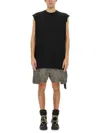 Rick Owens Drkshdw Oversized Black Cotton T-shirt With Sleeveless Design