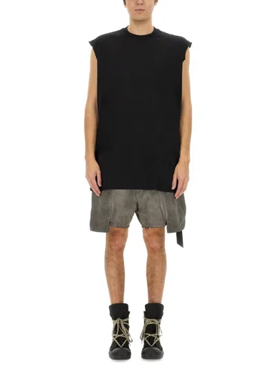Rick Owens Drkshdw Oversized Black Cotton T-shirt With Sleeveless Design