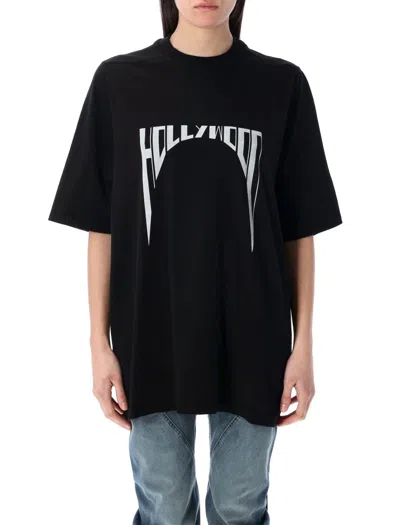 Rick Owens Drkshdw Oversized Black Graphic Print T-shirt In Black Milk